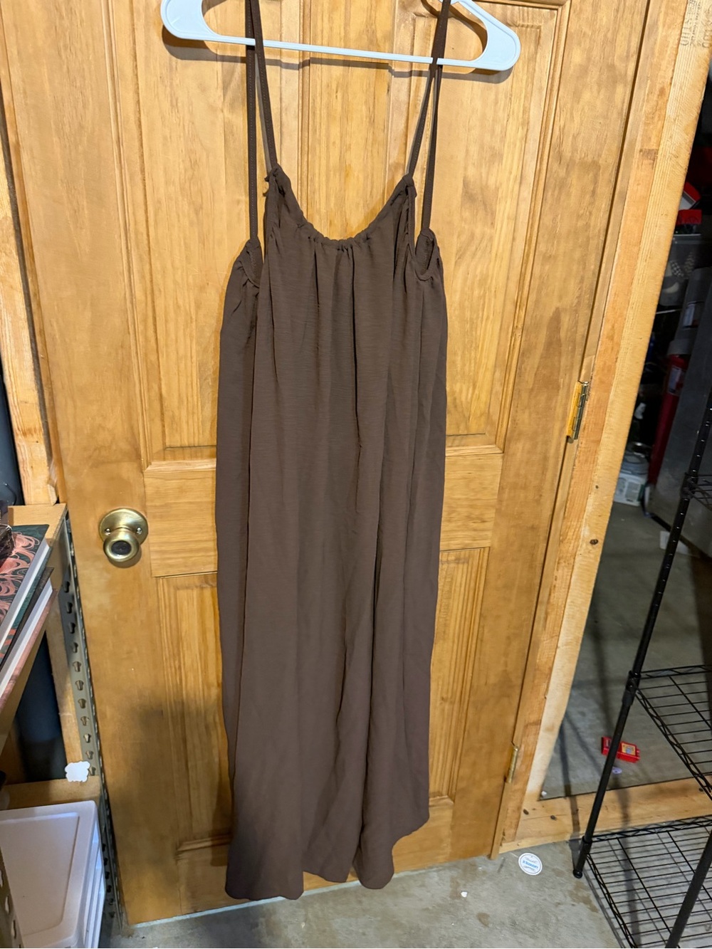 Brown Sleeveless Spaghetti Strap Maxi Dress